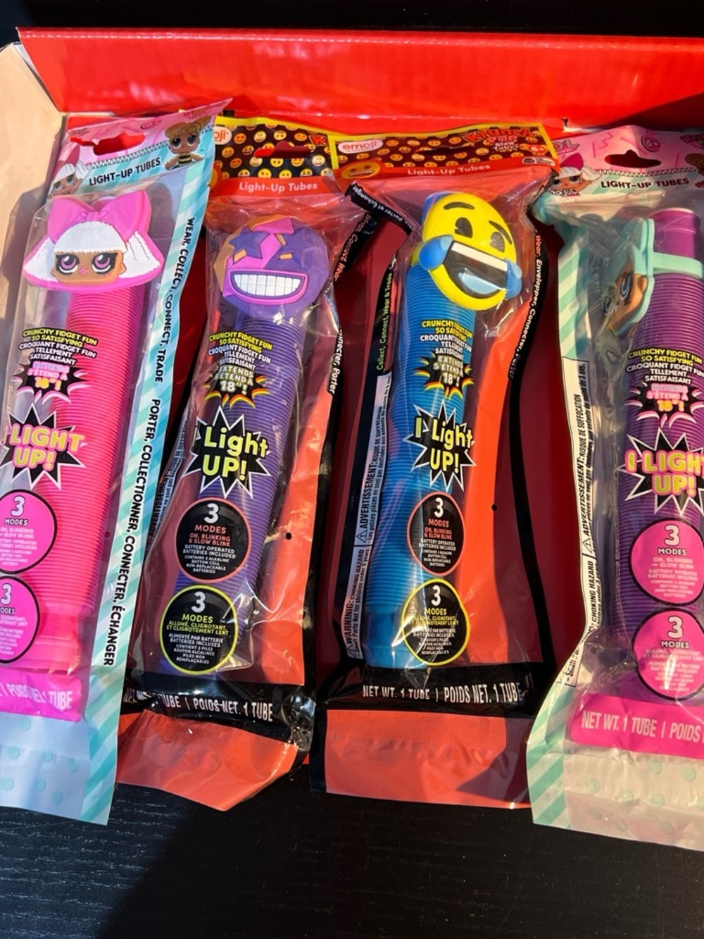 Light-Up Party Tubes - Emoji & Character Assortment, Blue/Pink/Purple